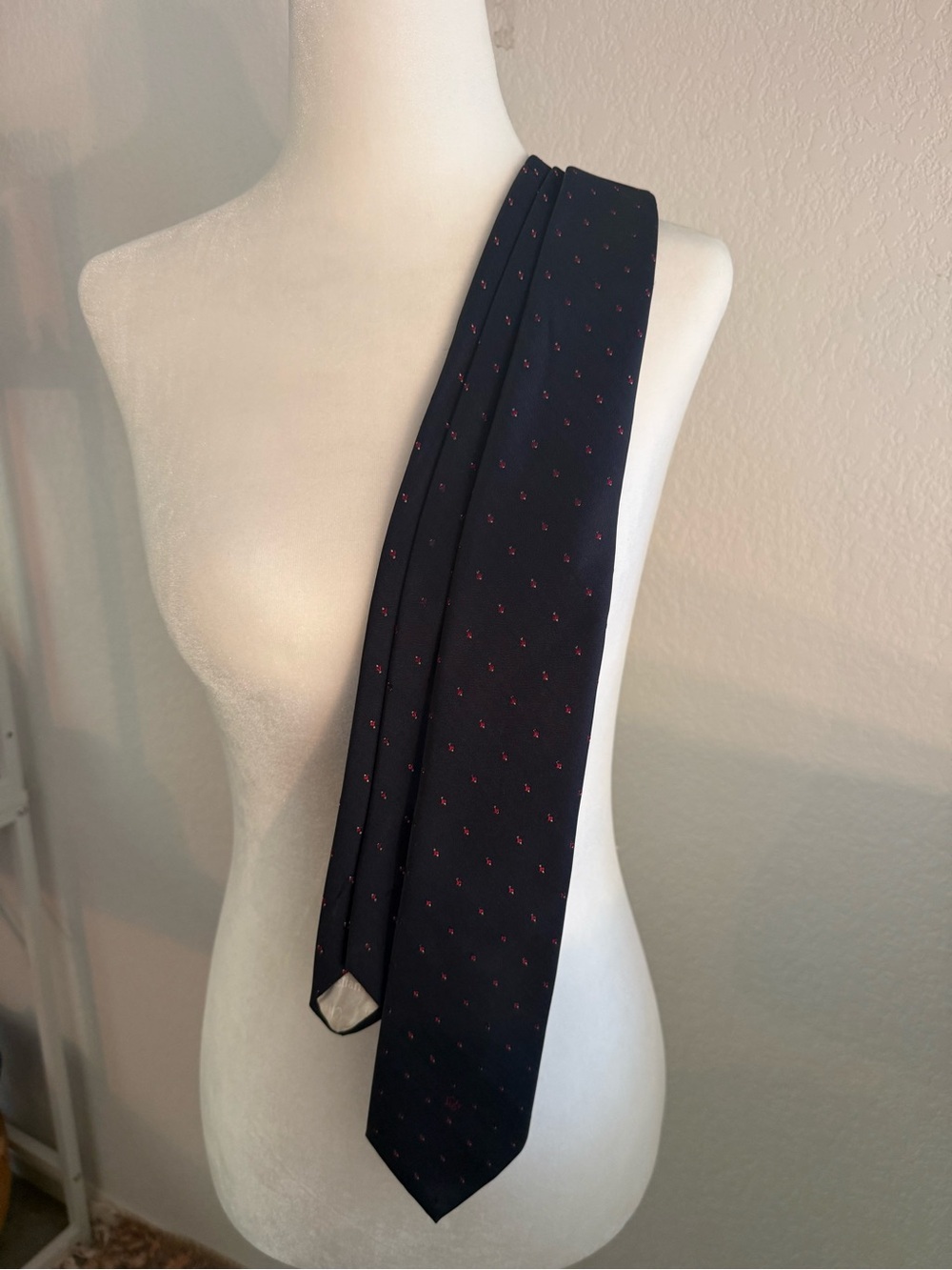 Dior Navy Tie with Small Red Motif